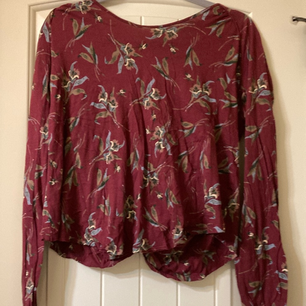 Free People Crimson Floral Top